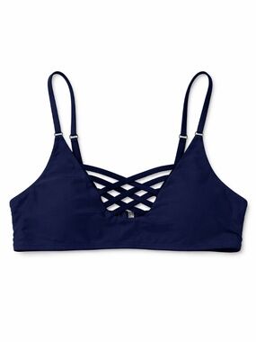 4/$20➡️  Shekini Navy Blue Strappy Bralette Bikini Top – Size Small EUC